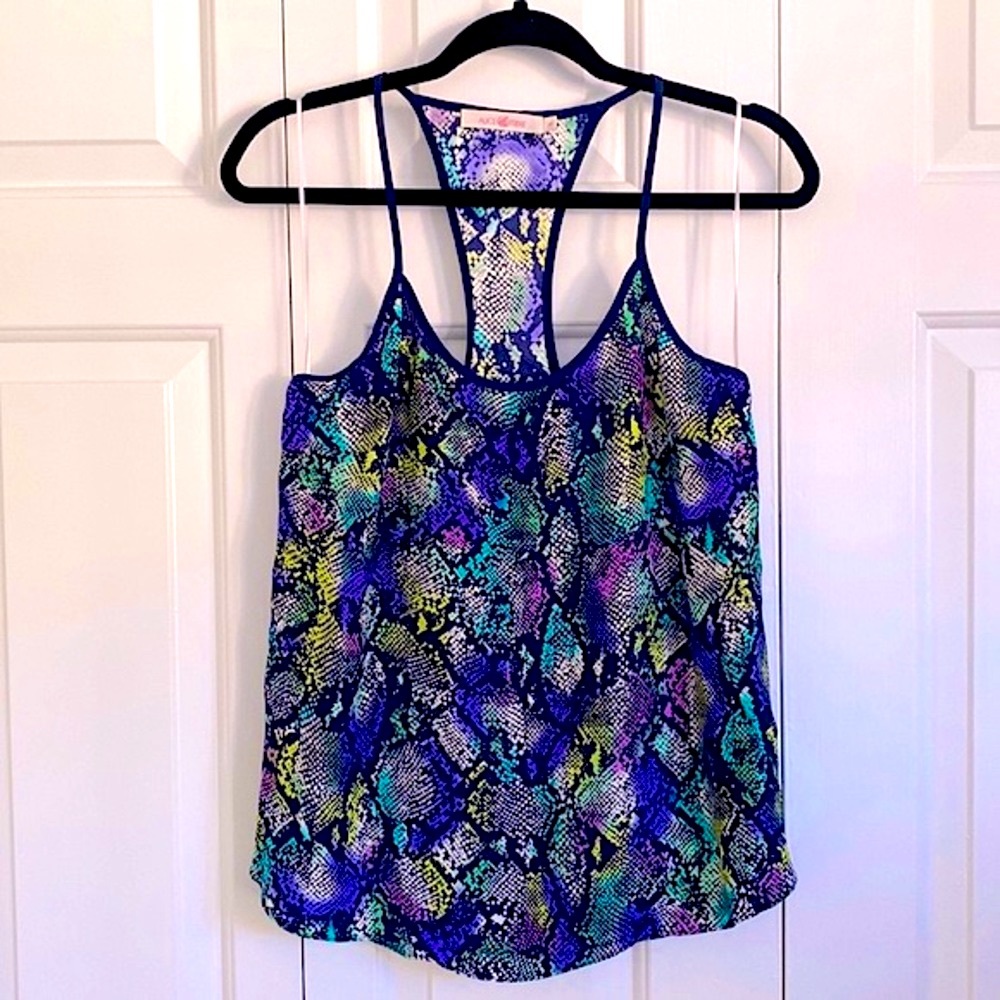 Alice & Trixie Silk Racerback Top in Multicolor Reptile Print